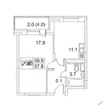 Продажа 1-комнатной квартиры 38 м², 3/8 этаж