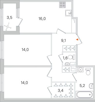 Продажа 2-комнатной квартиры 65,1 м², 1/4 этаж