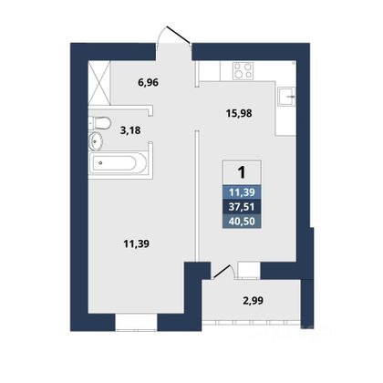 Продажа 1-комнатной квартиры 40 м², 5/10 этаж