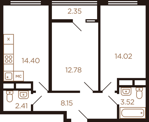 Продажа 2-комнатной квартиры 55,3 м², 3/8 этаж