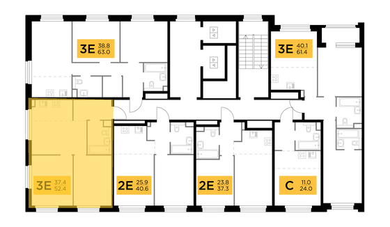 Продажа 3-комнатной квартиры 52,4 м², 11/20 этаж