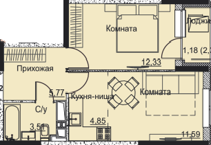 Продажа 2-комнатной квартиры 39 м², 11/17 этаж