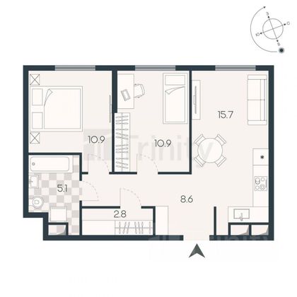 Продажа 2-комнатной квартиры 54,2 м², 14/23 этаж