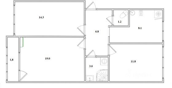 Продажа 3-комнатной квартиры 66 м², 3/5 этаж