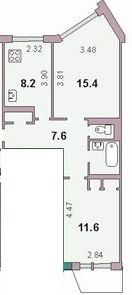 Продажа 2-комнатной квартиры 47,9 м², 9/9 этаж