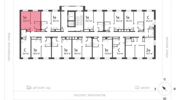 35 м², 1-комн. квартира, 12/12 этаж