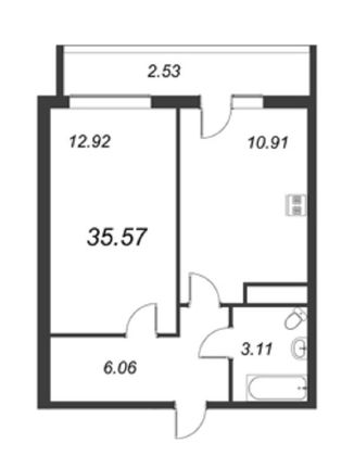 Продажа 1-комнатной квартиры 35,6 м², 20/23 этаж