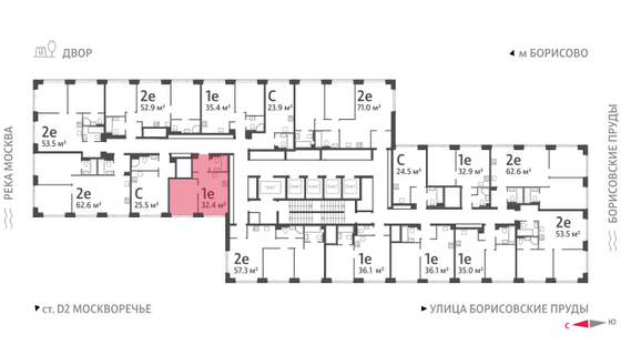 Продажа 1-комнатной квартиры 32,4 м², 37/52 этаж