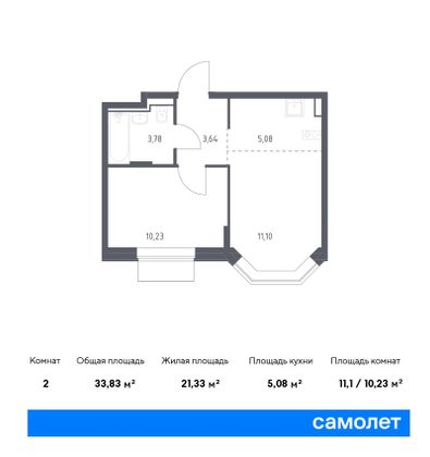 33,8 м², 1-комн. квартира, 9/13 этаж