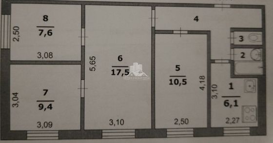 Продажа 4-комнатной квартиры 61,3 м², 1/5 этаж