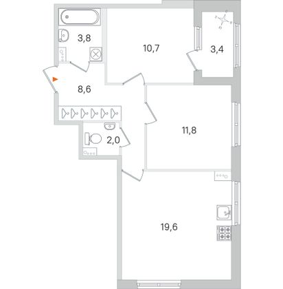 Продажа 2-комнатной квартиры 58,2 м², 1/4 этаж