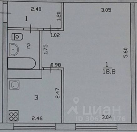 Продажа 1-комнатной квартиры 30 м², 4/5 этаж