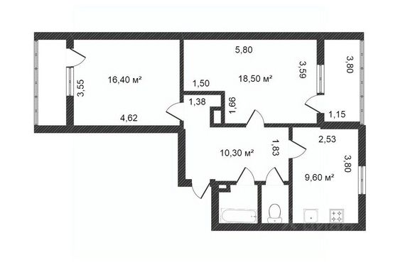 Продажа 2-комнатной квартиры 56,6 м², 5/9 этаж