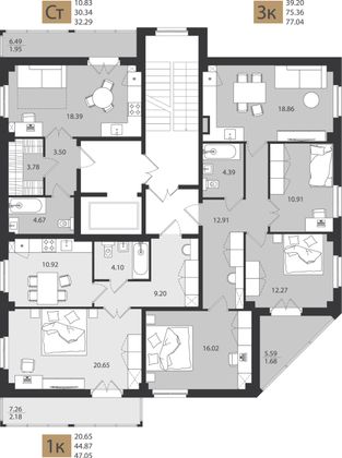 Продажа 3-комнатной квартиры 77 м², 2/9 этаж