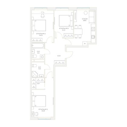 Продажа 3-комнатной квартиры 80,8 м², 5/23 этаж