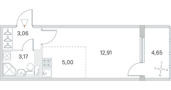 Продажа квартиры-студии 25,5 м², 4/4 этаж