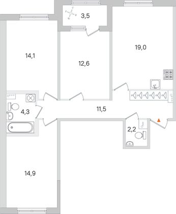 Продажа 3-комнатной квартиры 80,3 м², 1/4 этаж