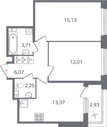 Продажа 2-комнатной квартиры 54 м², 3/17 этаж