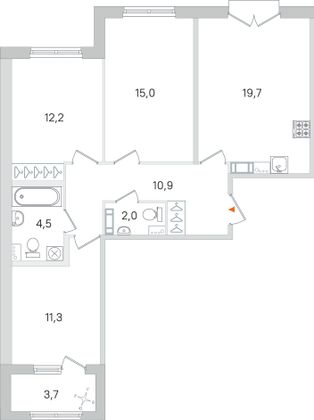 Продажа 3-комнатной квартиры 77,4 м², 3/4 этаж