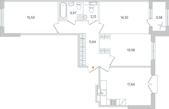 Продажа 3-комнатной квартиры 80,6 м², 3/4 этаж