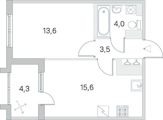 Продажа 1-комнатной квартиры 38,8 м², 4/5 этаж