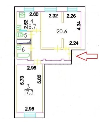 Продажа 2-комнатной квартиры 56,1 м², 2/9 этаж