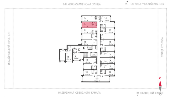 22,2 м², студия, 7/11 этаж