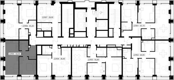 Продажа 1-комнатной квартиры 43 м², 29/36 этаж