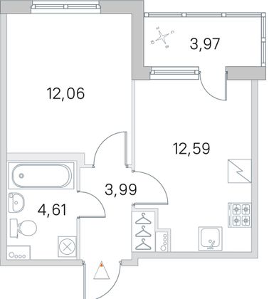 Продажа 1-комнатной квартиры 35,2 м², 2/5 этаж