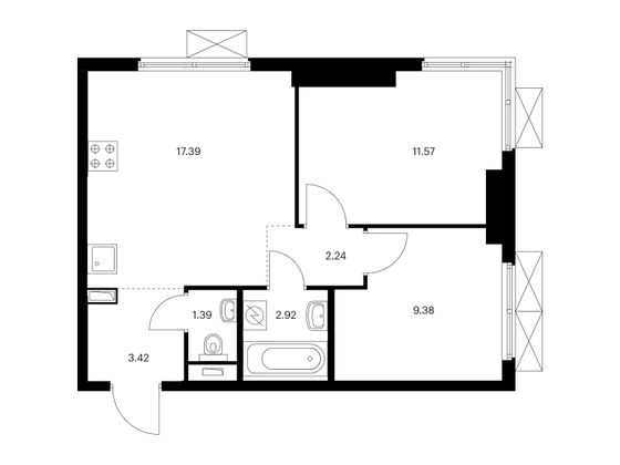 Продажа 2-комнатной квартиры 48,3 м², 14/33 этаж