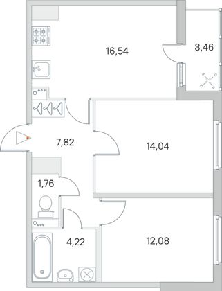 Продажа 2-комнатной квартиры 58,2 м², 7/8 этаж