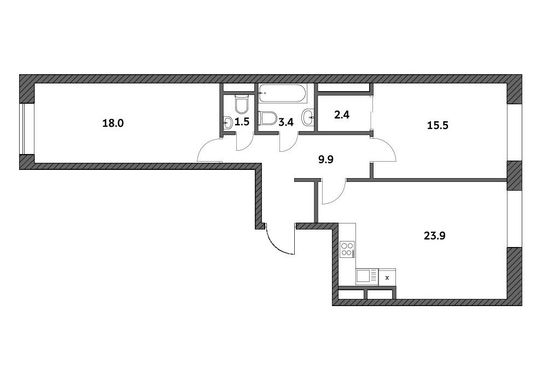 Продажа 2-комнатной квартиры 74,5 м², 16/19 этаж