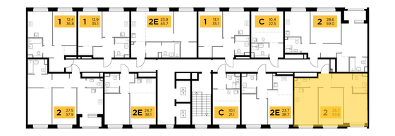 Продажа 2-комнатной квартиры 53,6 м², 2/17 этаж