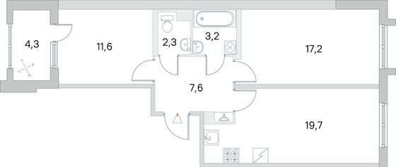 Продажа 2-комнатной квартиры 63,8 м², 1/5 этаж