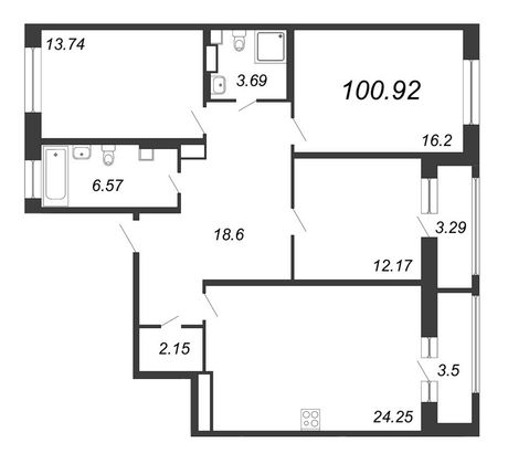 Продажа 4-комнатной квартиры 100,9 м², 5/12 этаж