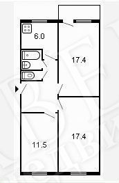 Продажа 3-комнатной квартиры 61,5 м², 2/5 этаж