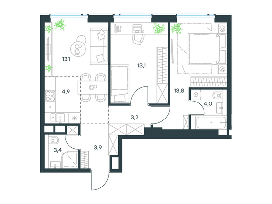 Продажа 3-комнатной квартиры 60,4 м², 28/33 этаж