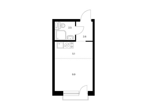 Продажа квартиры-студии 20,1 м², 5/33 этаж