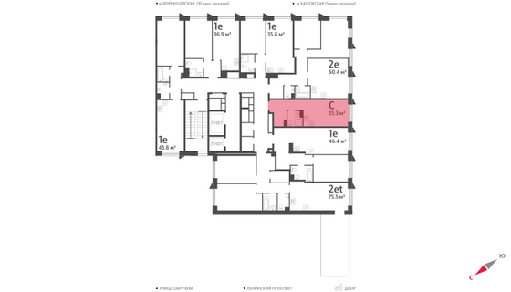 Продажа квартиры-студии 25,3 м², 10/58 этаж