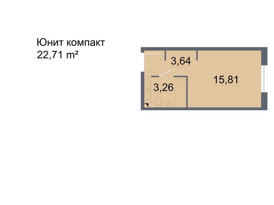 22,9 м², студия, 23/24 этаж