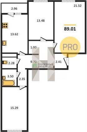 Продажа 3-комнатной квартиры 89 м², 2/5 этаж