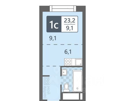 Продажа квартиры-студии 25 м², 6/22 этаж