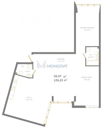 Продажа 3-комнатной квартиры 126,2 м², 2/7 этаж