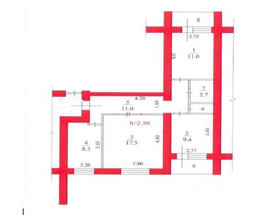 Продажа 3-комнатной квартиры 61,1 м², 8/9 этаж