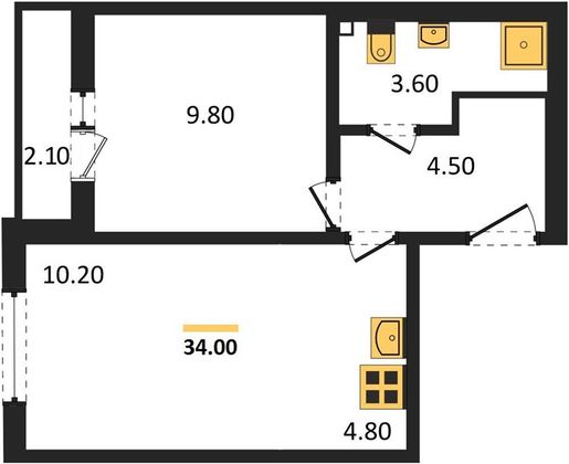 Продажа 1-комнатной квартиры 34 м², 5/8 этаж