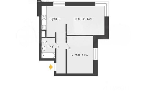 Продажа 1-комнатной квартиры 46,6 м², 1/4 этаж