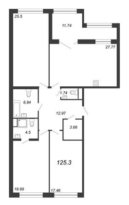 Продажа 4-комнатной квартиры 125,6 м², 5/8 этаж