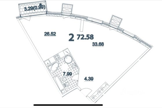 Продажа квартиры со свободной планировкой 78 м², 17/20 этаж