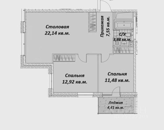 Продажа 2-комнатной квартиры 57 м², 5/24 этаж