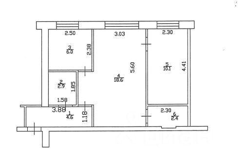 Продажа 2-комнатной квартиры 45 м², 2/4 этаж